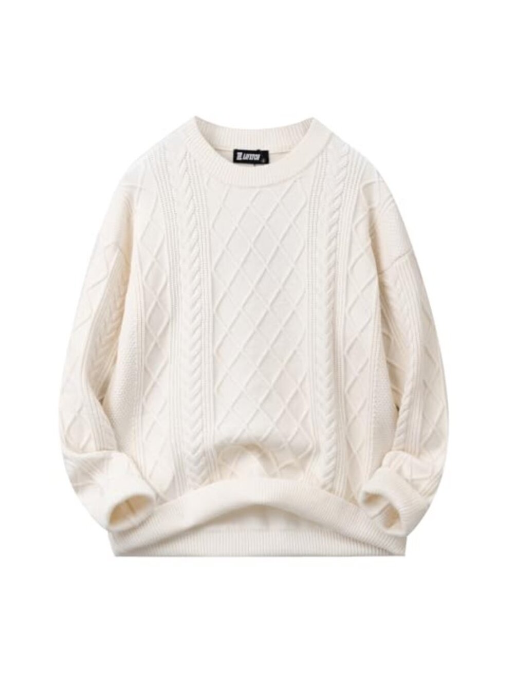 Men's Graphic Oversized Knit Sweater Crew Neck Long Sleeve Pullover Tunic Jumper